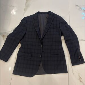 Hugo Boss Mens Sport Coat 40R Blue Plaid Blazer Lanificio Tesse